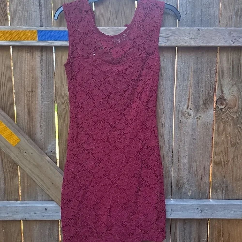 A'gaci Deep Red Lace Dress